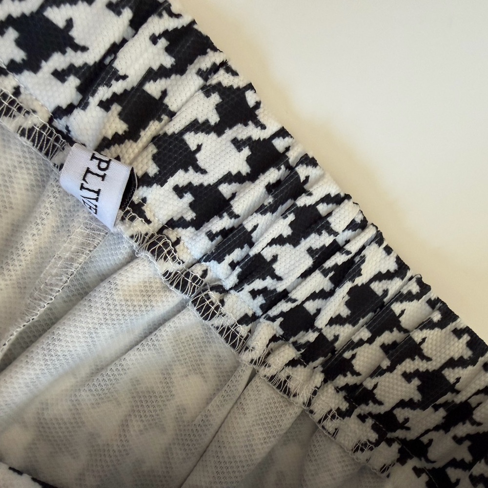Oshoplive Black White Houndstooth Pull-On Wide Leg Cropped Pants XL Stretch - Picture 5 of 9